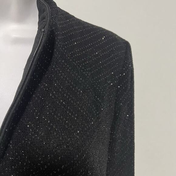Alex Evenings Jacket Women M Black Lace mesh shimmer embellished zip formal - Picture 2 of 12